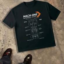 Men's Casual Racing F1 Inspired T-Shirt  Double-Sided Racing Car Print Design  Comfortable And - 款式 - 查看 1