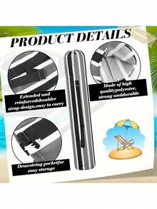 JZGZR 2 Pcs Beach Storage Bag Foldable Waterproof Beach Bag Umbrellas With Wide Padded Shoulder Strap Molded Carry Handle Summer Stripe Patio Storage Carrying Covers(Black And Gray) - Black and Gray - View 7