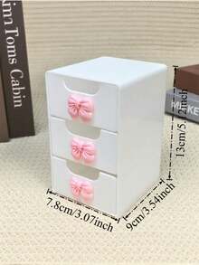 Mini Desktop Drawer Storage Box With Bow Decoration, Plastic Multi-Layer Jewelry & Cosmetic Organizer, Non-Electric Desktop Storage, Suitable For Vanity, Bedroom, Office, Ideal For Storing Daily Essentials, Perfect For Home Vanity - Multicolor - View 10