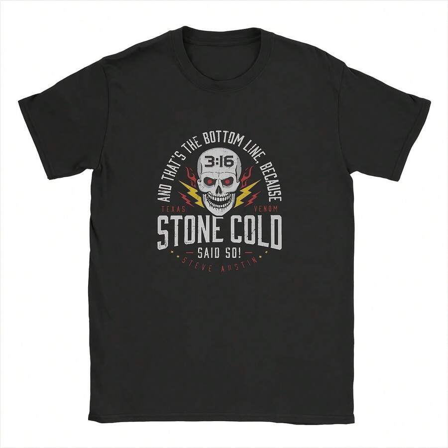Stone Cold Steve Austin Said So 80000000 T-Shirt For Men Crew Neck Pure Cotton T Shirt Short Sleeve Tees Printing Clothes - 款式 - 查看 1
