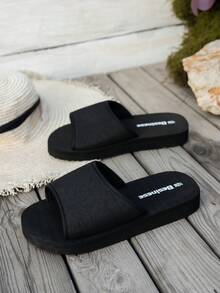 Women's Spring/Summer Simple Fashion Versatile Open Toe Lightweight Soft Comfortable Indoor Home Slip-On Slide Sandals - Black - View 6