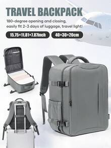 180° Open Unisex Travel Backpack, Aviation Certified Large Capacity Overnight Flight Backpack, Waterproof Multi-Compartment Laptop Backpack With Luggage Strap, Fits 15.6" Laptop, Spacious Weekend Bag For 2-3 Days Business Flight Vacation Travel - Multicolor - View 9