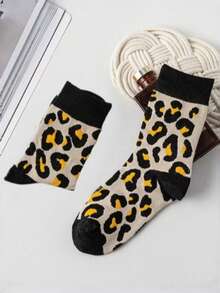 5/1 Pair Women's Socks, Soft And Comfortable Fashion Leopard Print Knee-High Socks For Summer, White Socks Suitable For Daily Sports And Fashion Matching - Multicolor - View 5