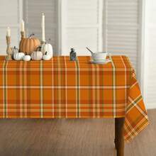 Mantel de otoño 152*213 pulgadas rectangular, mantel de cuadros búfalo naranja lavable de temporada, adecuado para fiesta, picnic, decoración de cena - Amarillo - Ver 1