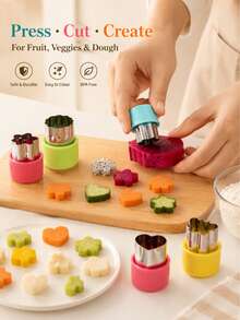 Stainless Steel Vegetable Cutter, Durable Food Cutting Tool Set, Suitable For Fruits, Cookies, Cakes And Vegetables, DIY Baking Cookie Molds, Creative Kitchen Tools, Suitable For Meal Preparation, Pastries, Bento, Party Snacks And Food Decoration - Multicolor - View 4