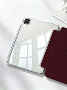 1pc Pure Red Patterned Tablet Protective Case, Anti-Drop Design, With Pen Slot, Supports Sleep/Wake Function, Y-Shaped Folding New Design, Compatible With IPad 10.2 Inch, Pro 2021/2020, (A16) 11 Inch 11th Gen 2025, 10th Gen Models, Perfect Christmas And New Year Gift For Family And Friends. - Multicolor - View 1