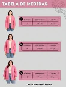 Women's Knitted Cardigan With Puff Sleeves, Elegant, Casual, Pink - Rosa - 查看 7
