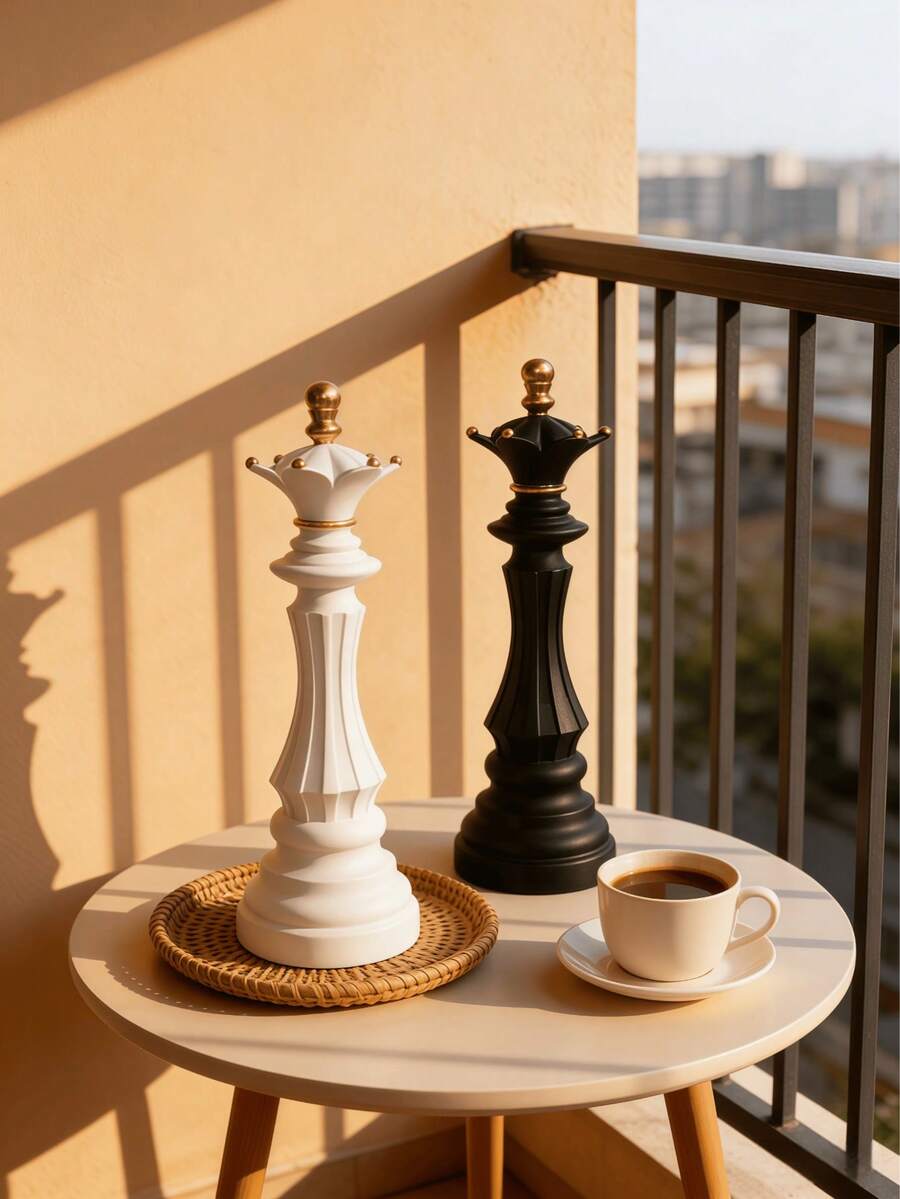 1件巨型西洋棋皇后棋子,黑白配色,陽台桌飾,父親節禮物,現代經典風格 - 多色 - 查看 1