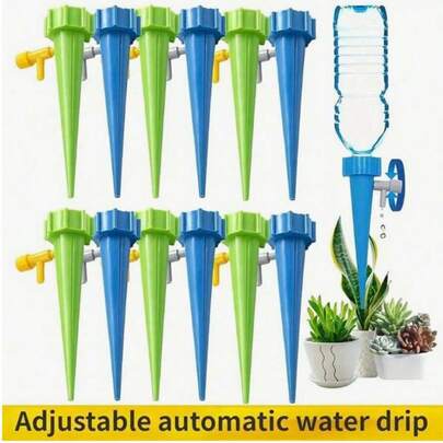 10pcs Automatic Drip Irrigation System-----With Timer Controller, Adjustable Drip Irrigation Spikes Watering Nozzles, Potted Plants Garden Outdoor Automatic Watering Tool, Hands-Free Precise Water Control.