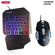 T19 Single-Handed Keyboard & Mouse Throne Set, Mobile Game Controller For Phone Games Like , Left-Handed Mini Keyboard - Multicolor - View 10