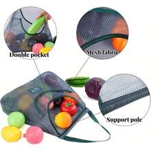 1pc Large Capacity Double Layer Hanging Mesh Storage Bag, Reusable, Suitable For Storing Fruits And Vegetables, Washable, Can Be Hung On Wall, Also Used For Storing Garlic, Potatoes, Onions Or As Food Pantry Storage Bag, Suitable For Kitchen - View 4