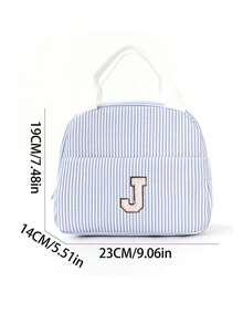 Striped Lunch Bag, Initial Pattern, Insulated Lunch Bag, Handheld Lunch Bag, Multi-Functional Insulated Bag, Office Lunch Bag, Picnic Bag, Lightweight Handbag, Suitable For School, Office, Picnic, Reusable, Back To School Essential, Unique Party Gift, Back To School Gift, New Job Gift, Birthday Gift - Multicolor - View 11