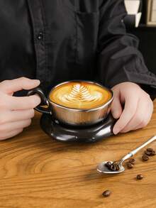 1 buah Set Cangkir dan Piring Kopi Keramik dengan Pegangan Gantung, Desain Huruf Berlapis Elektrolit, Cocok untuk Klub, Rumah, Kafe, dan Minum Teh Sore Santai - ZQ156 - Huruf Berlapis Elektrolit - View 7