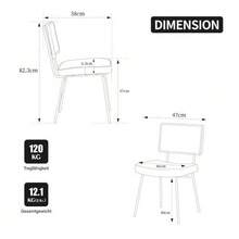 Modern Dining Chair, Set Of 2, Chenille Upholstery, Armless, Solid Wood Frame On The Backrest, Rattan Look, Adjustable Metal Legs - Black - View 2