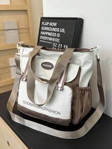 2026 New Korean Style Academy Aesthetic Girls Middle School Backpack, Casual Versatile School Bag, Padded Straps Breathable Mesh Minimalist Rucksack - Brown - View 1