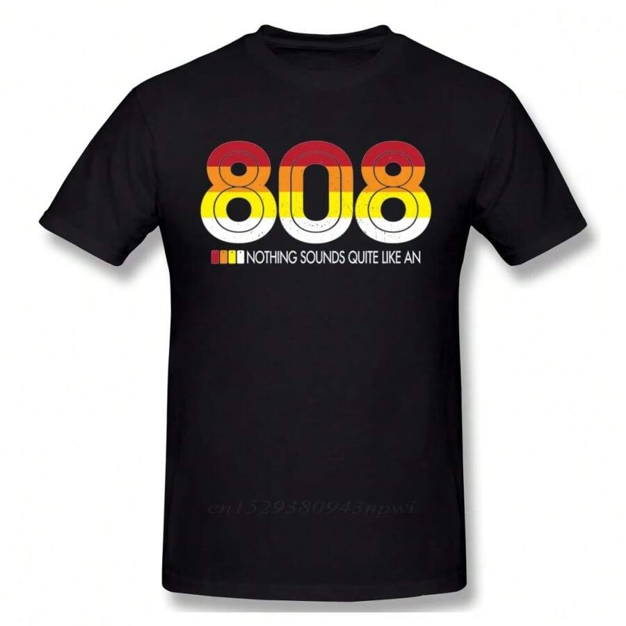 Novelty Male Roland TR 808 Tee Shirt Rock And Roll Drum Machine T Shirt Crewneck 100% Cotton T-Shirt JYXN - Black - View 1