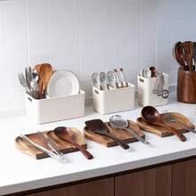1/2/3pcs Set Rosewood Pot Rack Spoon Holder, Double Layer Kitchen Countertop Spoon Rack, Suitable For Kitchen Stove Utensils, Soup Ladle, Cooking Spoon, Whisk, Strainer, Tongs, Modern And Rustic Style - Multicolor - View 9