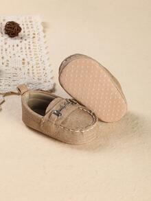 1 Pair Newborn Infant Boy Casual Cute Slip-On Shoes, Suitable For Spring And Autumn - Apricot - View 2