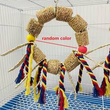 1pc Colorful Cotton Rope Tassel Corn Husk Woven Parrot Swing, Chewing & Boredom Relief Toy For Small To Medium Parrots - View 3