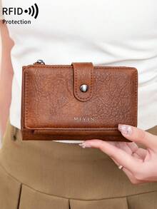 FOREVER MIYIN Solid Color RFID Bifold Wallets For Women, Minimal Hand Clutch Coin Purse Snap Multi Card Zipper Document Purse Daily Casual Essentials - Multicolor - View 3