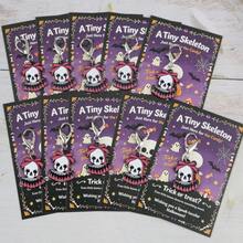 1/2/3/4/5/7/8/10/14pcs 2D Halloween Skeleton Series Keychain Set With Small Skeleton Card, Sweet Cool Gothic Style Bag Charm, Halloween Party Favor Gift, Party Decoration Gift, Lucky Gift, Birthday Gift - Multicolor - View 9