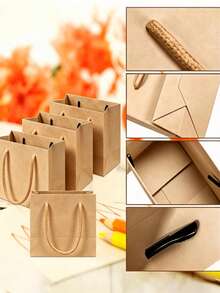 10pcs/5pcs Kraft Paper Gift Bags, Solid Color Minimalist Gift Bags, Suitable For Birthday, Wedding, Various Parties, Souvenir Gift Packaging Bags, Universal Gift Packaging Bags For Various Festivals - View 2