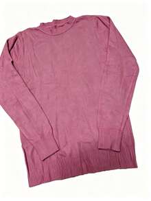 Steve Store Women's Fashion Modal Blouse Round Neck Long Sleeve Imported Winter Blouse With Elastic Autumn And Winter Fashion - rosa bebe - 查看 3