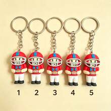 1/5pcs 3D PVC Football Player Keychain, Cute Rugby Athlete Doll Key Ring, Car Key Backpack Bag Pendant Decor Gift For Sports Fans - Multicolor - View 3