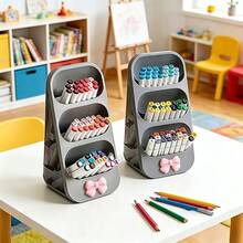 2/1pc Large Capacity 3-Tier Slanted Marker Holder, Transparent Visible Pen Holder, Office Stationery Supplies Desk Organizer Storage Rack, Storage Box, Multi-Functional Storage Box, Suitable For Pens, -Space-Saving Desktop Accessory, Back To School Gift - A - View 7
