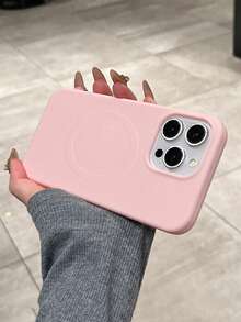 VRNOEI Minimalist Pink Silicone Magnetic Phone Case Compatible With IPhone 17 Pro Max 14 13 12 11 15 16 Pro Max Phone Case With Velvet Wireless Charging Compatible With IPhone Cover Phone Series Case Women's And Men's Phone Cases Accessories - Hot Pink - View 3