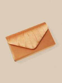 1 pieza Bolso de noche naranja para mujer, bolso de mano de satén de alta gama con diseño de solapa, adecuado para vacaciones, temporada de vacaciones, verano, playa, desplazamientos de negocios y otras ocasiones, bolso cruzado multifuncional, minimalista casual, playa, fiesta, esencial para vacaciones - Naranja - Ver 8