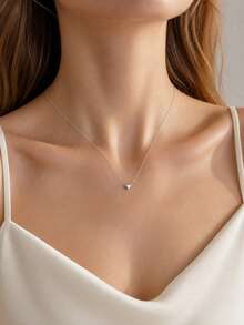 VceTd2PCS Fashion Style Stainless Steel Women's Necklace Set With Mini Heart Pendant And Round Disc Y-Shaped Necklace, Suitable For Women To Wear During Festivals - LM031/YW001XL - View 5