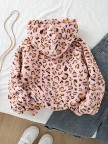 Girls' Fashion Casual Outdoor Hooded Zip-Up Fleece Jacket, Autumn/Winter - Pink - View 2