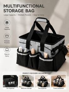 1pc Large Capacity Outdoor Storage Bag (Gray, White), Camping Storage Bag, Cleaning Tool Storage Bag, Storage Bag With Detachable Adjustable Shoulder Strap, Multi-Functional Storage Bag, Crossbody Portable Cleaning Tool Waist Bag, Outdoor Tool Bag, Outdoor Storage Bag, Multi-Functional Storage Bag, Indoor Storage Bag - Multicolor - View 2