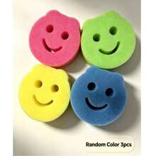 8/4/3/1pc Multi-Color Smiling Face/Flower Sponge, Surface Color Coded (Pink, Yellow, Green, Blue), With Hanging Hole. This Multi-Functional Household Cleaning Cloth Can Easily Meet Various Daily Cleaning Needs. - A - View 11