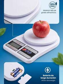 Báscula de Cocina Digital Alta Precisión 1kg-10kg con Pantalla LCD y Función Tara para Repostería - Blanco - Ver 3