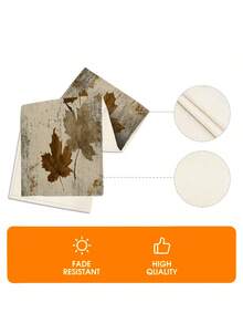 1Pc Wabi Sabi Wood Texture Maple Branch Table Runner Neutral Autumn Foliage Polyester Table Linen For Daily Home Decor - Light Grey - View 7