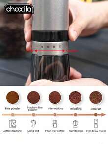 choxila 1 External Adjustable Grinder, Manual Coffee Bean Grinder, Stainless Steel Seven Angle Grinding Core, Multi-Level Adjustment, Suitable For Various Coffee Utensils, Coffee Accessories, Camping, And Homes - Hand Grinder - View 3