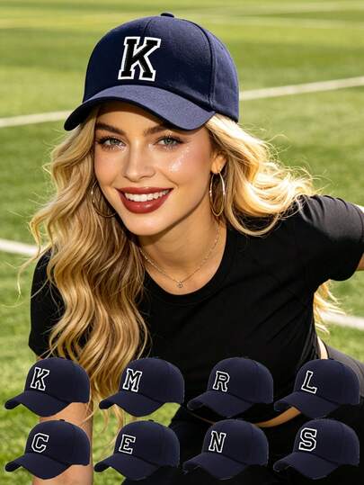 1Pc Unisex A-Z Letter Baseball Cap, Adjustable Outdoor Sun Protection Casual Hat, Suitable For Spring, Summer Traveling, Beach Party