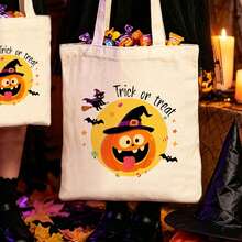 1/5/10pcs Reusable Halloween Trick Or Treat Bags With Handles, Pumpkin Ghost Skeleton Bat Spider Black Cat Little Devil Lantern Patterns, Halloween Theme Party Snack Candy Storage Bags, Trick Or Treat Small Batch Multi-Piece Set - View 6