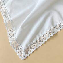 33.5cm Thin White Square Handkerchief With Handmade Lace Edge, 3/6pcs Unisex Pocket Square, Wedding Keepsake Gift - White - View 5