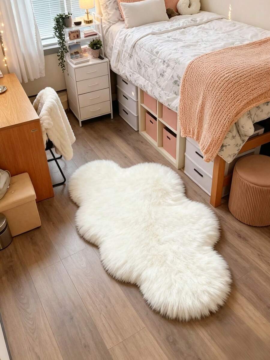 1pc White Cloud Shaped Bath Mat, Small Rug, Carpet, Home Decor, Area Rug, Bedroom Carpet, Washable Carpet, Back To School Gift - Multicolor - View 1