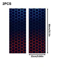 Blue And Red Honeycomb Pattern Cartoon Car Interior A, B And C Pillar Sticker Set, With Self-Adhesive Backing - Decorative Stickers - View 6