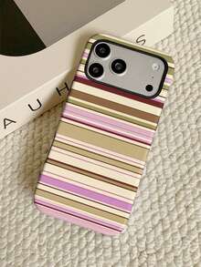 Vintage Pink & Green Striped Phone Case PC+TPU 2-In-1 Film Shell Compatible With IPhone 11/12/12PRO/12PROMAX/13/13PRO/13PROMAX/14/14PRO/14PROMAX/14PLUS/15/15PRO/15PROMAX/15PLUS/16/16pro/16promax/16PLUS/17/17pro/17promax/AIR/18pro/18promax - Multicolor - View 5