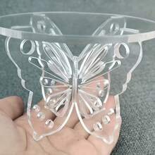 20cm/25cm/30cm 3 Sizes Colorful Butterfly Acrylic Dessert Display Stand, Easy Assembly, Detachable Tray, Luxury Cupcake Stand, Suitable For Classroom Parties, Holiday Celebrations And Tea Breaks; Ideal For Wedding Cakes, Birthday Parties, Family Gatherings, Afternoon Tea, Dessert Tables, Banquet Decorations And Party Dessert Display - Clear - View 5