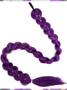 30 Inch Purple Braided Ponytail, Elastic Long Braid With Laser Decoration, Synthetic Heat-Resistant Fiber Wig, Suitable For Women's Daily Wear, Suitable For Various Occasions, Halloween - Multicolor - View 12