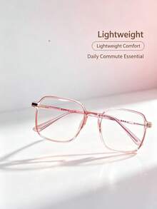 Minimalist Metal Splice Large Frame Glasses, Multi-Color Transparent Frame Eye Protection Anti-Radiation Computer Glasses, Cool Tone Transparent Square Frame No-Makeup Glasses, Lightweight Daily Commute Eye Protection Glasses, Versatile Multi-Color Large Frame Face-Slimming Glasses, Lightweight Student Office Eye Protection Glasses Frame - Multicolor - View 13