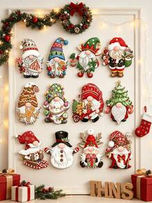36pcs/24pcs/12pcs Creative Wooden Santa Claus Decorative Hanging Ornaments, Christmas Tree Decoration Wooden Sign Set, Perfect For Christmas Decoration - A - View 7