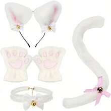 1pc/1set Halloween Cat Cosplay Prop Set, Cat Ear Headband, Cat Paw Gloves, Cat Tail Accessory, Suitable For Halloween Christmas Party Decoration - A - View 3