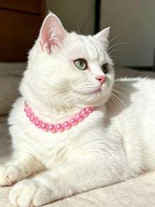 Cat Pearl Necklace Fashion 10mm Deep Pink Pearl Collar Pet Neck Collar Dog Classic Accessory - Hot Pink - View 3